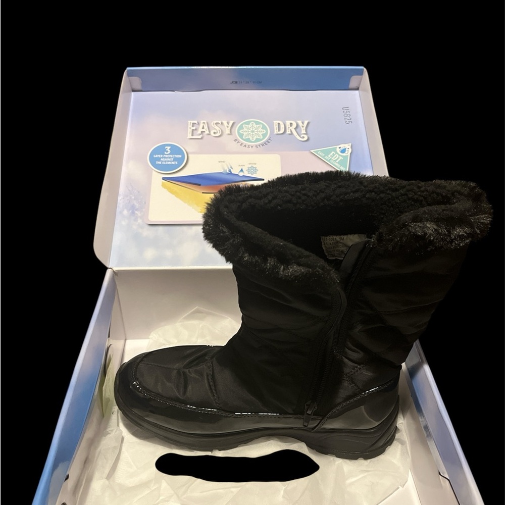 Easy Street Black Winter Boots with Rubber Sole